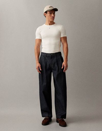 ASOS DESIGN ASOS DESIGN barrel jeans in raw wash with pleats-Blue