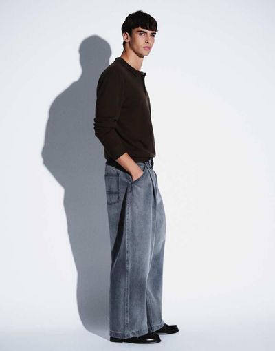 ASOS DESIGN ASOS DESIGN barrel jeans in washed gray with pleats