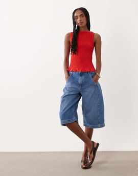 ASOS DESIGN ASOS DESIGN barrel leg bermuda shorts in vintage wash-Blue