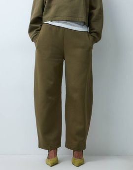 ASOS DESIGN ASOS DESIGN barrel leg brushback sweatpants in khaki-RED
