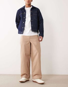 ASOS DESIGN ASOS DESIGN barrel leg pants in beige with vintage wash-Neutral