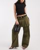 ASOS DESIGN ASOS DESIGN barrel leg pants with pleated skirt overlay in dark green - 1