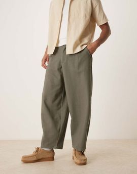 ASOS DESIGN ASOS DESIGN barrel leg twill pants in khaki green - part of a set