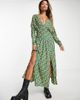 ASOS DESIGN ASOS DESIGN batwing button through casual midi teadress in green daisy floral-Multi - 1