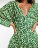 ASOS DESIGN ASOS DESIGN batwing button through casual midi teadress in green daisy floral-Multi - 3