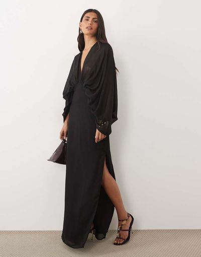 ASOS DESIGN ASOS DESIGN batwing chiffon maxi dress in black