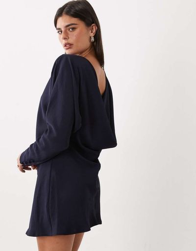 ASOS DESIGN ASOS DESIGN batwing mini dress with cowl back in navy