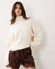ASOS DESIGN ASOS DESIGN batwing sleeve funnel neck sweater in cream-White - 1