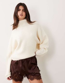 ASOS DESIGN ASOS DESIGN batwing sleeve funnel neck sweater in cream-White