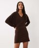 ASOS DESIGN ASOS DESIGN batwing sleeve v-neck mini dress in brown - 1