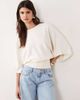 ASOS DESIGN ASOS DESIGN batwing sleeve waisted top in cream-White - 1