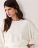 ASOS DESIGN ASOS DESIGN batwing sleeve waisted top in cream-White - 3