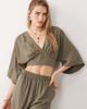 ASOS DESIGN ASOS DESIGN batwing wrap detail top in sage - part of a set-Green - 1
