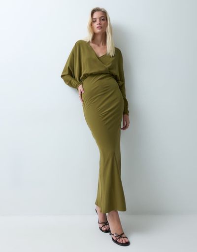 ASOS DESIGN ASOS DESIGN batwing wrap maxi dress in moss green