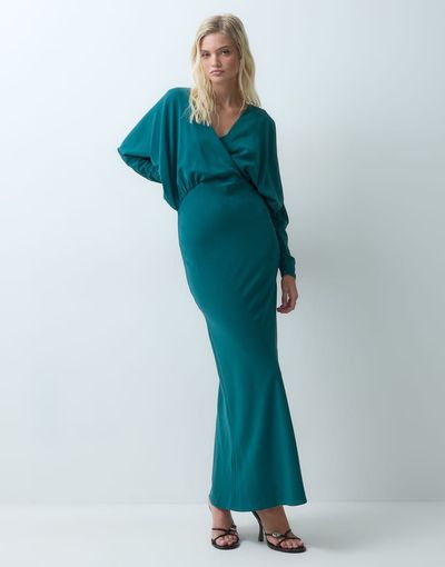 ASOS DESIGN ASOS DESIGN batwing wrap maxi dress in petrol blue