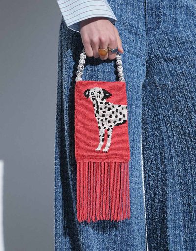 ASOS DESIGN ASOS DESIGN beaded dalmatian clutch bag-RED