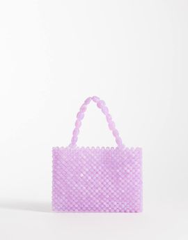 ASOS DESIGN ASOS DESIGN beaded mini clutch purse with handle in purple