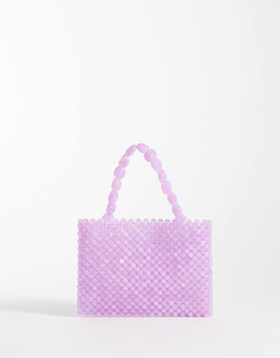 ASOS DESIGN ASOS DESIGN beaded mini clutch purse with handle in purple