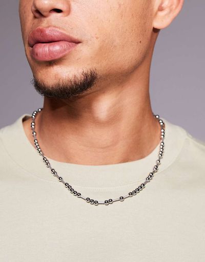ASOS DESIGN ASOS DESIGN beaded necklace in silver