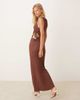 ASOS DESIGN ASOS DESIGN beaded ruched side vacation textured dress in brown - 3