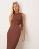 ASOS DESIGN ASOS DESIGN beaded ruched side vacation textured dress in brown - 4
