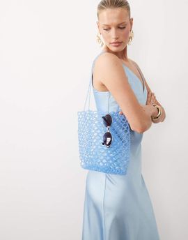 ASOS DESIGN ASOS DESIGN beaded tote bag in light blue