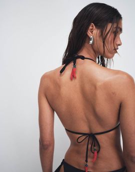 ASOS DESIGN ASOS DESIGN Belle embellished triangle bikini top with beaded chili charms in black