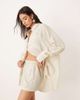 ASOS DESIGN ASOS DESIGN Belle linen blend mini beach skirt in natural-Neutral - 4