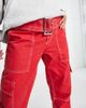 ASOS DESIGN ASOS DESIGN belted cargo flare pants in red - 4