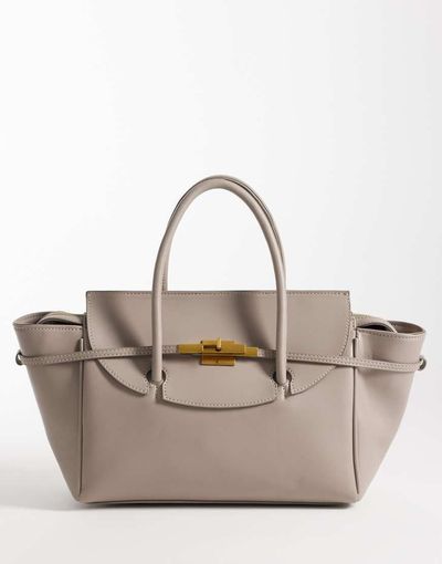 ASOS DESIGN ASOS DESIGN belted hardware grab handle tote in stone-Red