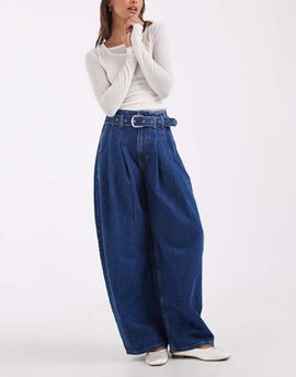 ASOS DESIGN ASOS DESIGN belted wide leg jean in mid blue
