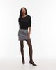 ASOS DESIGN ASOS DESIGN bengaline fitted mini skirt with tie detail in mono plaid-Multi - 1