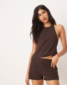 ASOS DESIGN ASOS DESIGN bengaline hot pant shorts in brown - part of a set
