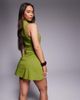 ASOS DESIGN ASOS DESIGN bengaline mini dress with wraparound button belt in olive-Green - 3