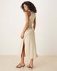 ASOS DESIGN ASOS DESIGN bengaline pencil midi dress with wrap around button belt in stone-Neutral - 3