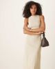 ASOS DESIGN ASOS DESIGN bengaline pencil midi dress with wrap around button belt in stone-Neutral - 4