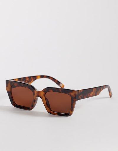 ASOS DESIGN ASOS DESIGN bevel square fashion glasses in tort-Brown