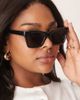 ASOS DESIGN ASOS DESIGN beveled cat eye sunglasses in shiny black - 1