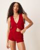 ASOS DESIGN ASOS DESIGN bianca buttoned hot pants in red - part of a set-Neutral - 1