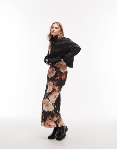 ASOS DESIGN ASOS DESIGN bias cut maxi skirt in floral print-Multi