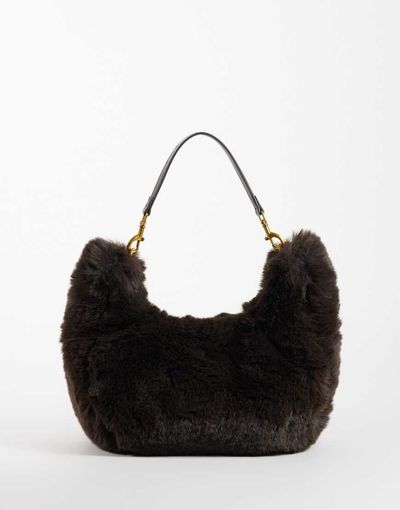 ASOS DESIGN ASOS DESIGN big fur shoulder in chocolate-Brown
