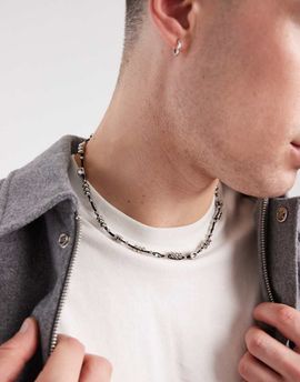 ASOS DESIGN ASOS DESIGN black cord and square beaded necklace in multi