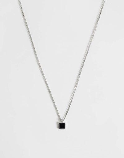 ASOS DESIGN ASOS DESIGN black square pendant necklace in silver