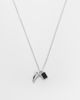 ASOS DESIGN ASOS DESIGN black square stone and shark tooth pendant necklace in silver - 1