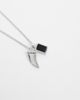 ASOS DESIGN ASOS DESIGN black square stone and shark tooth pendant necklace in silver - 4