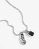 ASOS DESIGN ASOS DESIGN black stone and feather pendant necklace in silver - 4