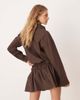 ASOS DESIGN ASOS DESIGN blouson shirt mini dress with dropped waist in mole brown - 3