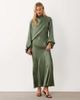 ASOS DESIGN ASOS DESIGN blouson sleeve asymmetric satin maxi dress in olive green - 1