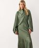 ASOS DESIGN ASOS DESIGN blouson sleeve asymmetric satin maxi dress in olive green - 3