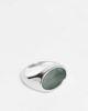 ASOS DESIGN ASOS DESIGN blue jade semi-precious oval s signet ring in silver - 1